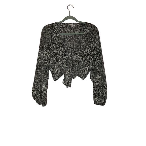 Princess Polly animal print tie front black and white size 4 - Picture 1 of 6